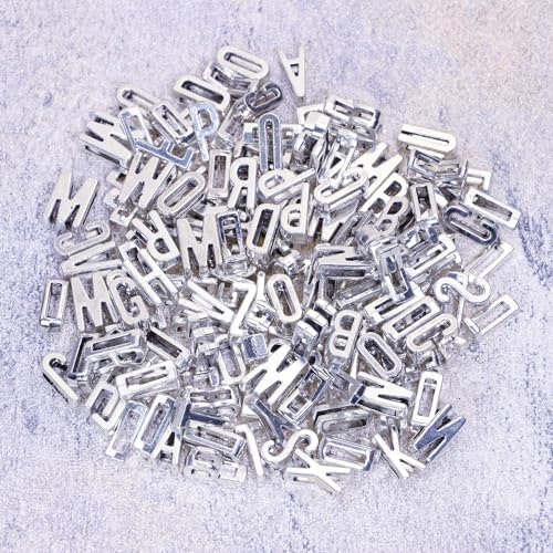 Alphabet Slide Letter Charms Initial A-Z Alphabet Beads for Flat Leather Bracelet Wristbands Necklace Pendant Keychain Mother’s Day Graduation Wedding Jewelry Making, 156PCS - color: Antique Silver