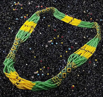 Layered – Boho Native American Style Layered Beaded Necklace– Ukrainian beaded Necklace Native Handmade Seed Bead Necklace Tribal ethnic beaded Necklace for Women (Tuquoise) - color: Green & Yello