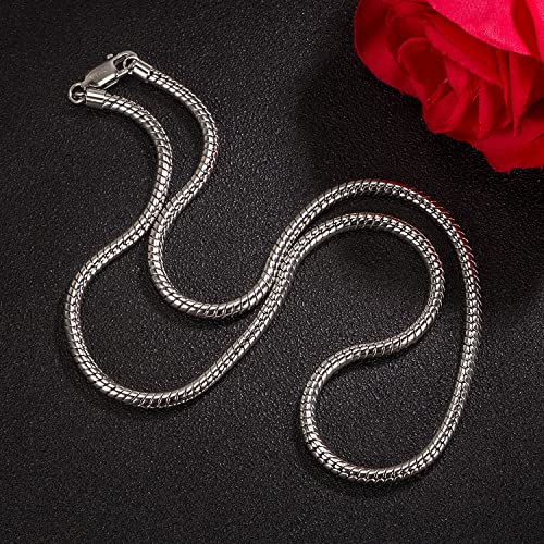 H&Beautimer Classic Unisex 925 Sterling Silver Necklace 3-4MM Round Snake Chain Necklace for Men Women - Party Fine Jewelry - Original Silver Link Necklace 16-17-18-19-20-22-24-26-28-30'' - size: 24 Inches, style: 4MM Width