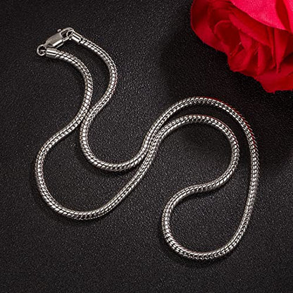H&Beautimer Classic Unisex 925 Sterling Silver Necklace 3-4MM Round Snake Chain Necklace for Men Women - Party Fine Jewelry - Original Silver Link Necklace 16-17-18-19-20-22-24-26-28-30'' - size: 20 Inches, style: 4MM Width