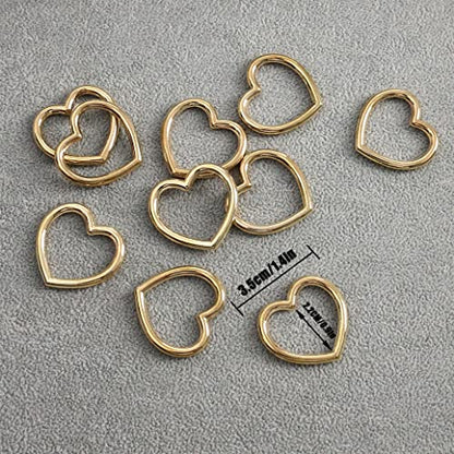 Heart Shape Metal Craft Ring Buckle,10 Pieces Heart Shape Hollow, for Punk Leather Choker Necklaces, Gothic Accessory - color: gold
