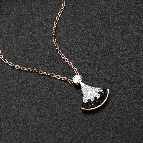 925 Sterling Silver Necklace for Women Trendy, Charming Layered Necklace with Cubic Zirconia Pendant for Her Womens Dainty Diamond Choker Necklaces Holiday Jewelry Gifts for Mom Wife Daughter Lover - color: Dress Pendant Necklace-Black&White