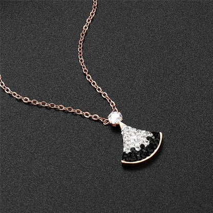 925 Sterling Silver Necklace for Women Trendy, Charming Layered Necklace with Cubic Zirconia Pendant for Her Womens Dainty Diamond Choker Necklaces Holiday Jewelry Gifts for Mom Wife Daughter Lover - color: Dress Pendant Necklace-Black&White