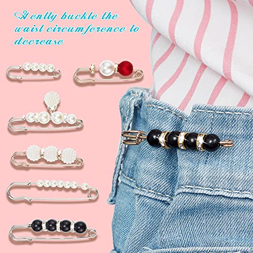 Hicarer 18 Pcs Pearl Safety Pin Brooches for Women Decorative Safety Pins for Clothing Sweater Shawl Clips Pant Waist Tightener Cardigan Collar Clips(Retro Style) - style: Retro