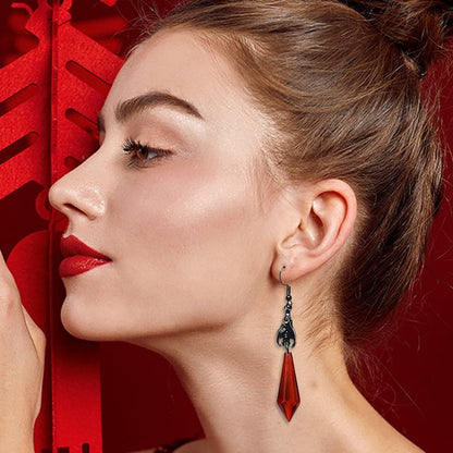 ONLYJUMP Gothic Vampire Bat Earrings Necklace Set for Women Vintage Goth Dark Bat Earrings Blood Pendant Necklaces Mystic Witch Halloween Costume Jewelry Gifts - style: Red bat