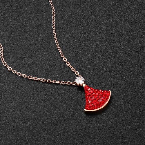 925 Sterling Silver Necklace for Women Trendy, Charming Layered Necklace with Cubic Zirconia Pendant for Her Womens Dainty Diamond Choker Necklaces Holiday Jewelry Gifts for Mom Wife Daughter Lover - color: Dress Pendant Necklace-Red