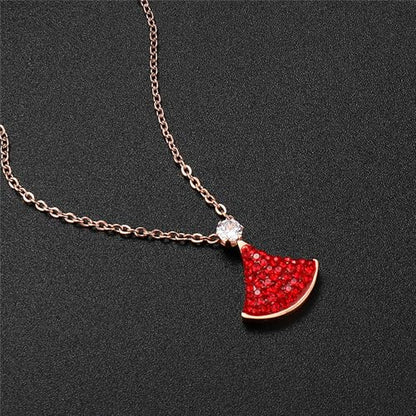 925 Sterling Silver Necklace for Women Trendy, Charming Layered Necklace with Cubic Zirconia Pendant for Her Womens Dainty Diamond Choker Necklaces Holiday Jewelry Gifts for Mom Wife Daughter Lover - color: Dress Pendant Necklace-Red