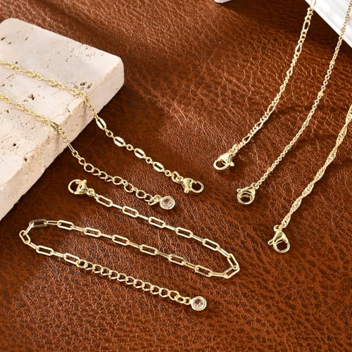 Gold Bracelets for Women, 14K Gold Plated Stackable Bracelet Stack Set Adjustable Charm Small Square Chain Snake Link Layered Waterproof Jewelry Sets Gifts - color: Bracelets-2 Gold