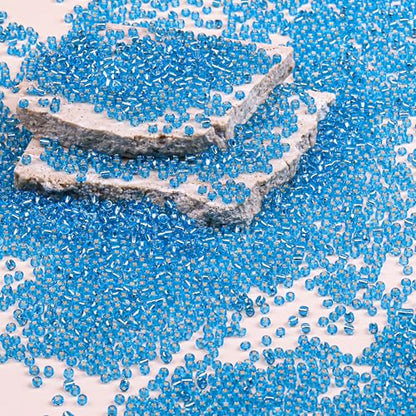 2mm Glass Seed Beads Bulk, Blue with Silver 12/0 Tiny Round Seed Bead, Small Mini Pony Craft Beads for Bracelet Necklace Wrist Jewelry Making Beading Weaving DIY Crafts Supplies - color: Blue with Silver