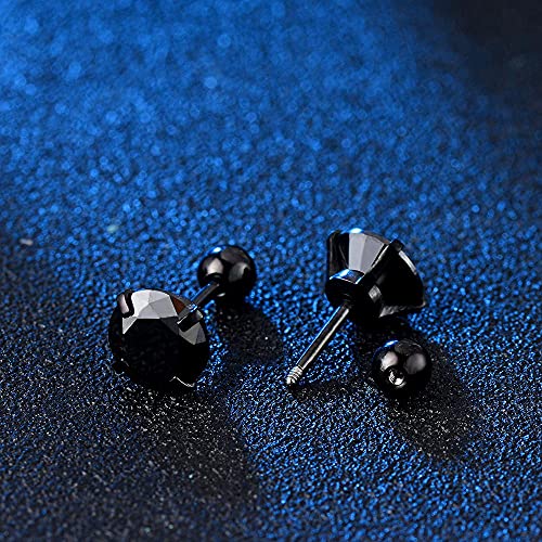 Stud Earrings Set 316L Stainless Steel Hypoallergenic Earrings for Women Men Earrings 3-7mm Cubic Zirconia Earrings Tragus Cartilage Helix Lobel Ear Studs 20G,Pack of 5 Pairs - color: C03:5Pairs(BLACK)