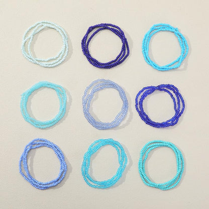 18-20PCS Colorful Bohemia Seed Beaded Bracelets Set Stackable Boho Stretch Bangle Bracelets Multilayer Boho Anket Concert Summer Beach Vaction Surf Jewelry Accessory - color: Blue-20pcs