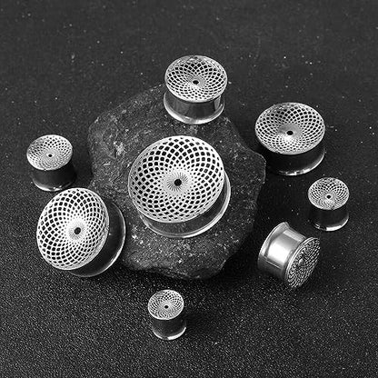 1 Pair New Classic gauges Ear Plugs Tunnels Hypoallergenic 316 Stainless Steel Ear Gauges 8mm-25mm (0G-1") Body Piercing Jewelry - color: Silver-1407, size: 1/2" (12mm)