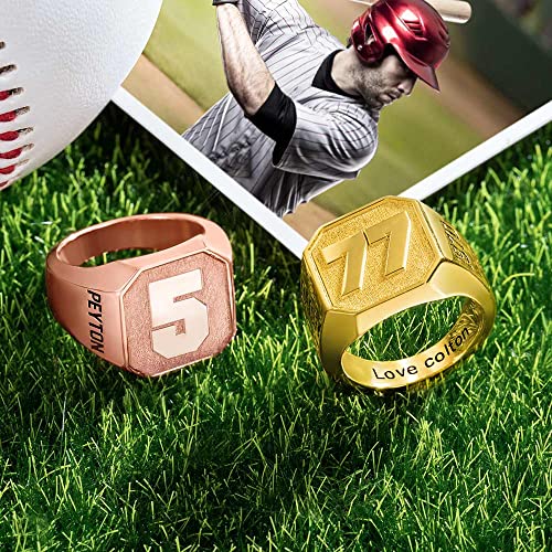 callie Custom Signet Ring - Engraved Text & Photo, Personalized Family Crest Coat Of Arms Rings, 925 Sterling Silver/Brass | Father's Day Jewelry Gifts for Men & Women - color: Number