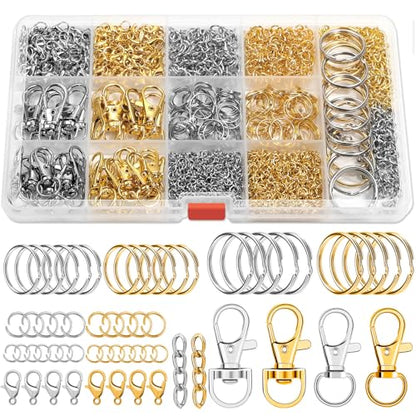 PAXCOO Keychain Making Kit, Keychain Craft Supplies Including Key Chain Hooks, Lobster Clasps, Key Rings and Jump Rings for Key Chain Making and Jewelry Making
