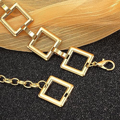 Women's Chain Belt Metal Waist Belt Chunky Belly Link Belt - color: 23025 Gold, size: S: 41.3 in