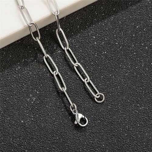 kelistom 14K Gold Filled Stainless Steel Paperclip Chain Bracelet for Women, 7.5” Rectangle Link Bracelets, Waterproof and Never Tarnish - color: stainless steel
