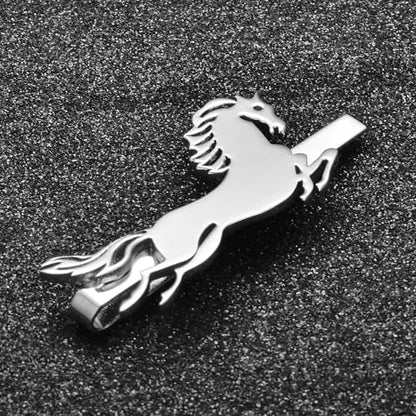 Christmas Tie Clips for Men 14k Gold Plated Silver Tie Pins with Cute Animal Deer/Lion/Dog/Cat Tie Bars Necktie Suit Tie Accessories Jewelry - style: Silver Horse Tie Clip