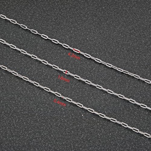 UMAOKANG 32.8 Feet Stainless Steel Paperclip Chain Bulk for Jewelry Making Small Craft Chain DIY Jewelry Supplies - color: Paperclip Silver