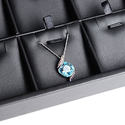 Oirlv Black Leather 24 Grid Jewelry Insert Tray Necklace Pendant Display Tray Jewelry Drawer Organizer（Pack of 1） - style: P017006