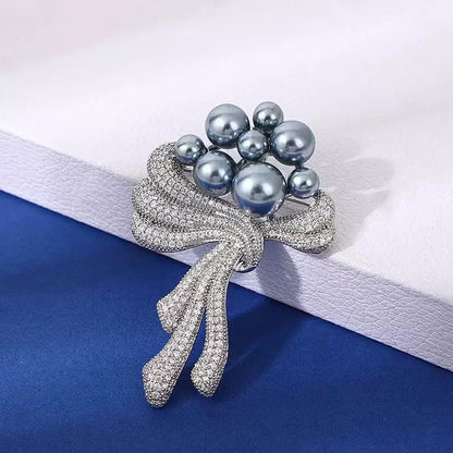Luxury Camellia Flower Brooch, Sparkling Crystal & Rhinestone Pin with Teardrop Pendant for Women, Elegant Statement Jewelry for Wedding, Party, or Daily Wear - style: Scandinavian