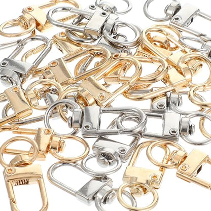 Lobster Claw Clasp 30 PCS Gold & Silver Keychain Hooks 360°Swivel Snap Hooks Metal Rotating Lanyard Hook Small Key Chain Rings for Jewelry Making Purse Bag Connector DIY Making Kit Accessories