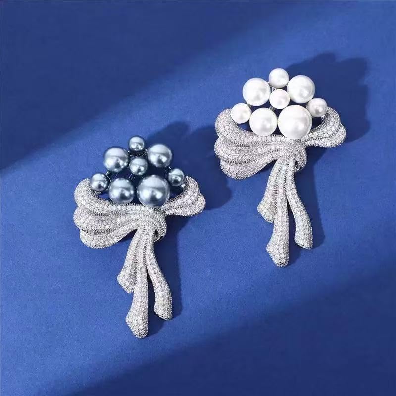 Luxury Camellia Flower Brooch, Sparkling Crystal & Rhinestone Pin with Teardrop Pendant for Women, Elegant Statement Jewelry for Wedding, Party, or Daily Wear - style: Scandinavian