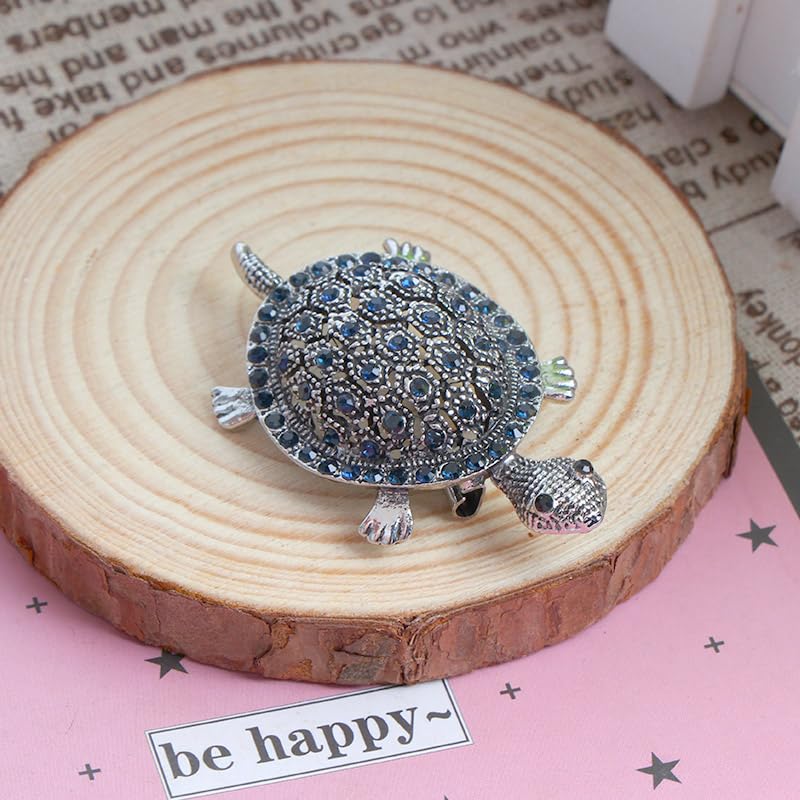 Opexicos 2Pcs Creative Design Black Gold Rhinestone Turtle Brooch Pin Vintage Tortoise Brooches Animal Pins Accessories