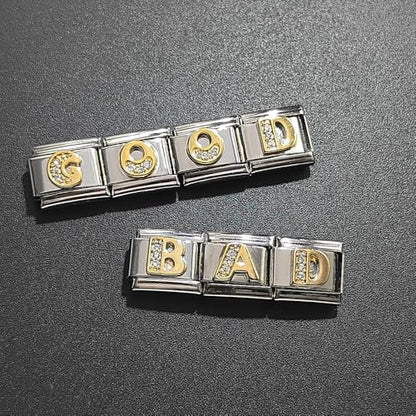 9MM Diamond Golden Letter Charm for Italian Charm Bracelet,DIY Italian Module Chain for Women - style: Letter-V