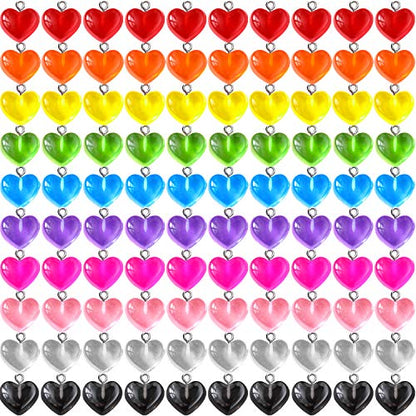 Hicarer 50 Pcs Heart Charms Pendant Colorful Love Heart Candy Keychains Charm Necklace Earring Pendant for DIY Jewelry Crafts Supplies