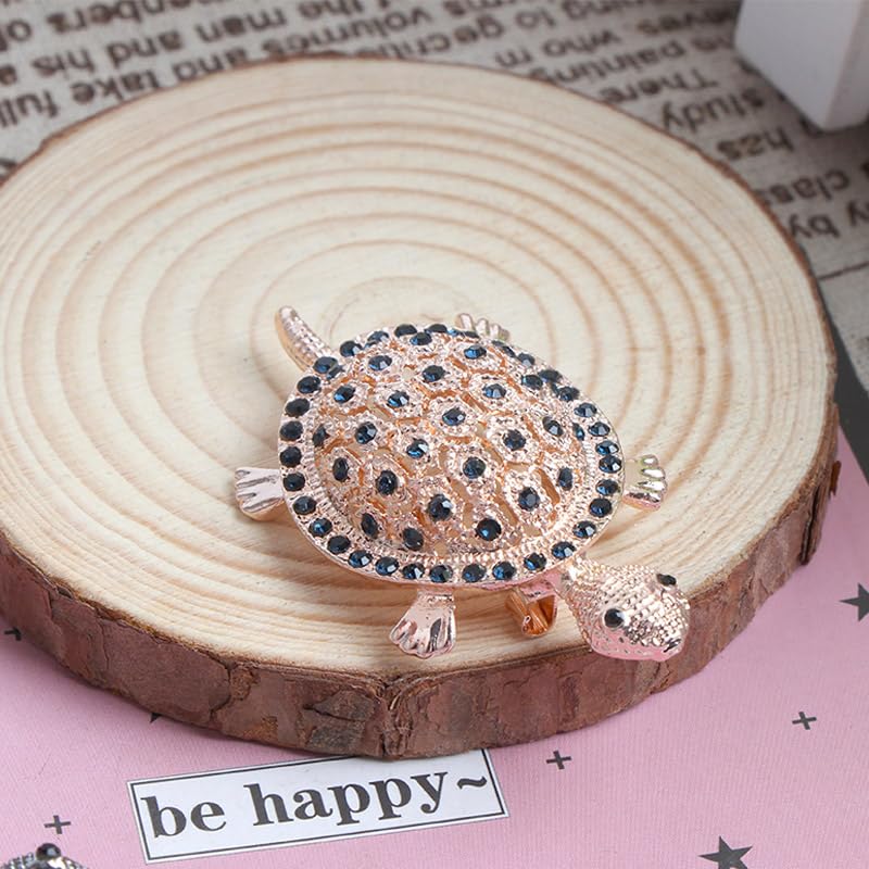 Opexicos 2Pcs Creative Design Black Gold Rhinestone Turtle Brooch Pin Vintage Tortoise Brooches Animal Pins Accessories