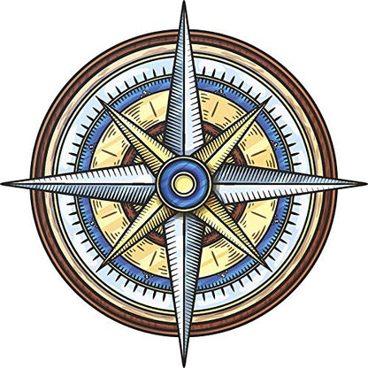 Cool Simple Vintage Warm Adventure Compass Cartoon Round Metal 0.75" Lapel Pin Hat Shirt Pin Tie Tack Pinback