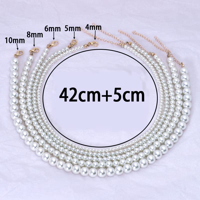 COLORFUL BLING Imitation Pearl Strands Choker Necklace Bracelet With Meaningful Card for Wedding Anniversary Birthday Party Gifts Bridal Jewelry Set - color: 5pcs necklace