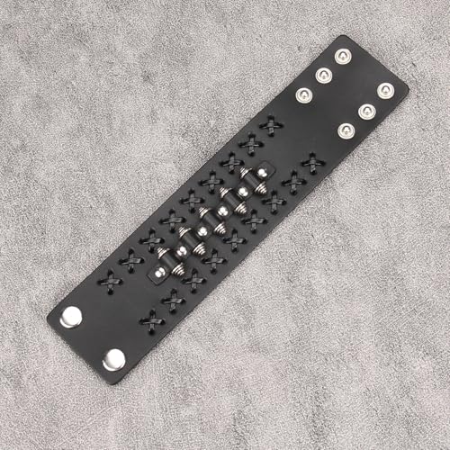 Jeilwiy Punk Leather Wristbands for Men Bracelets Handmade Wide Cuff Bangle Braided Jewelry Black Brown Adjustable - Punk Father's Gifts - color: 05 Leather Cuff Bracelet Black