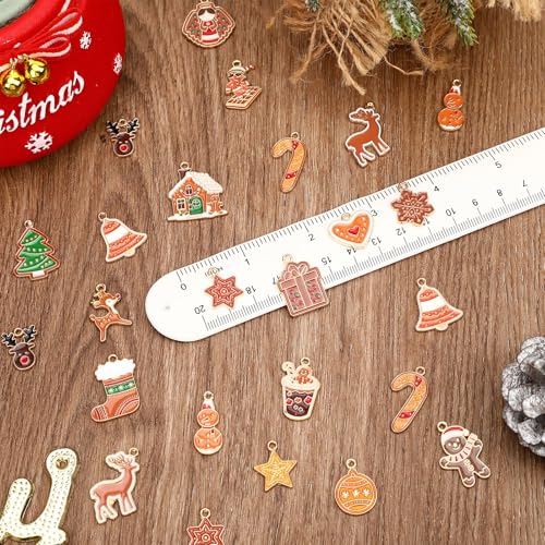 MARFOREVER 40 Pcs/20 Pairs Christmas Gingerbread Charms for Jewelry Making | Gingerbread Man Christmas Enamel Charm, Holiday Xmas Bangle Pendant, Bracelet Necklace Earrings Making, DIY Craft Accessories - style: Gingerbread Men