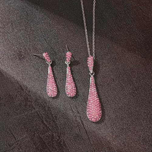 YINLI Full Crystal Rhinestone Gem Tear Drop Pendant Necklace Earrings Jewelry Sets - style: Style05