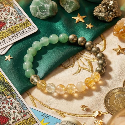 Bivei Protection Crystal Healing Bracelet | 8MM Strength Bracelet Spiritual Stretch Beaded Jewelry for Women Men Gift - color: Money Success, size: Medium 6.8-7.3 inch