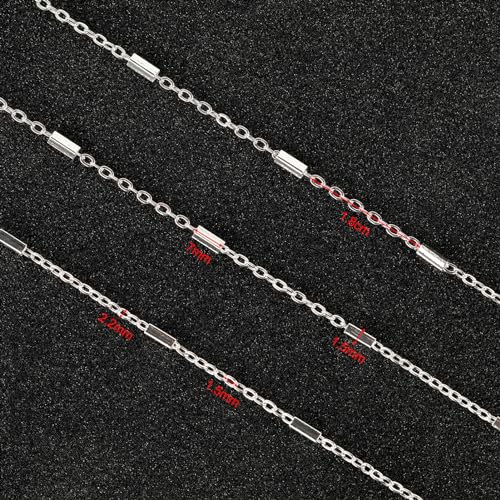 UMAOKANG 32.8 Feet Silver Necklace Chains Bulk for Jewelry Making Silver Plated Brass Tube Bar Link Chain Roll with Jump Rings and Lobster Clasps - color: Silver Tube Bar