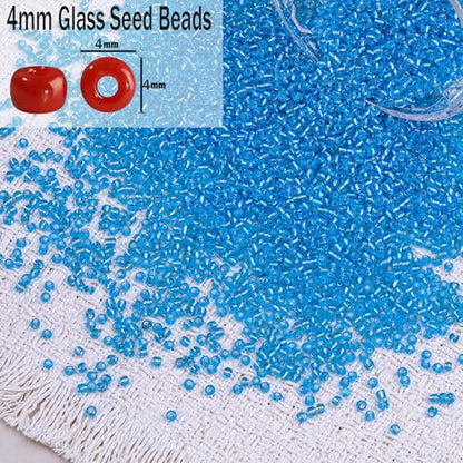 2000pcs Glass Seed Beads Bulk, 4mm 6/0 Mini Pony Spacer Small Individual Color Seed Beads for DIY Bracelet Necklaces Wrist Jewelry Making, Frosted Silver Blue - color: Frosted Silver Blue