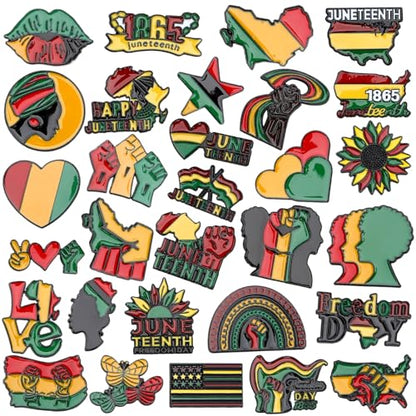 SANNIX 60Pcs Juneteenth Pins, Juneteenth Freedom Day Lapel Pins | Black History Month Badge Pin, African American Button Decor, for Backpacks Clothes Decorations, 30 Styles - style: Juneteenth Pins