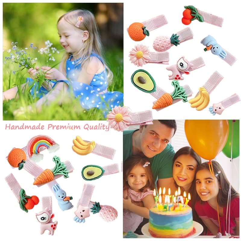 28 PCS Cute Hair Clips Fashion Girls Hair Accessories Flower Fruit Colorful Rainbow Candy Dessert Lovely Animal Barrettes Set Non-slip Metal Snap Pins for Girls Kids Teens Toddlers (Style C) - color: Style C