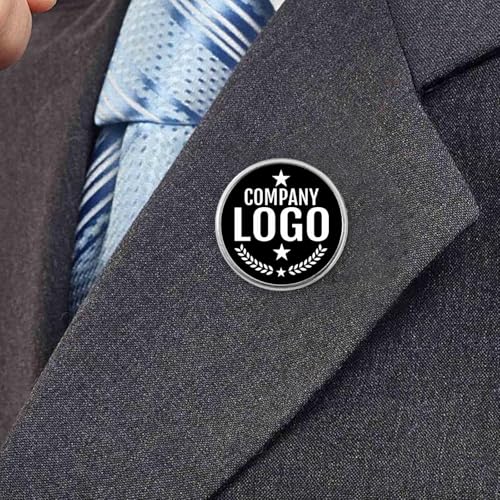 Custom Pins with Logo - Customized Buttons for men Women Customized pin - color: Round and Silver