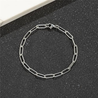 kelistom 14K Gold Filled Stainless Steel Paperclip Chain Bracelet for Women, 7.5” Rectangle Link Bracelets, Waterproof and Never Tarnish - color: stainless steel