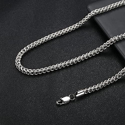 FIBO STEEL Stainless Steel Wheat Chain Necklace for Men Necklace Bracelet Jewelry Set 5mm in Width, 22" 8.5" - color: Silver-tone