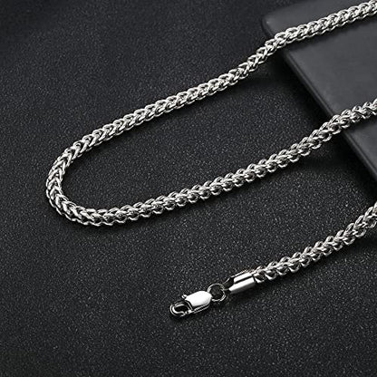 FIBO STEEL Stainless Steel Wheat Chain Necklace for Men Necklace Bracelet Jewelry Set 5mm in Width, 22" 8.5" - color: Silver-tone
