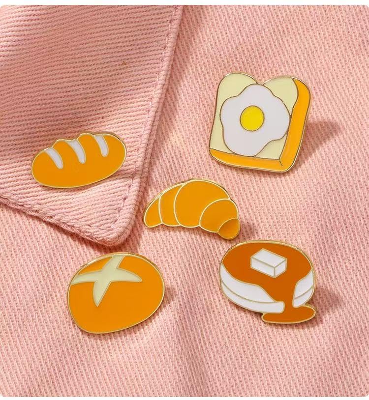 Cute Fastfood Enamel Lapel Pin Set, Cartoon Brooch Badge Pins for Backpacks Clothes Bags DIY Party Decoration for Women Kids Gifts