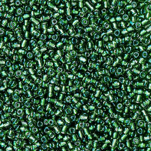 2000pcs Glass Seed Beads Bulk, 4mm 6/0 Mini Pony Spacer Small Individual Color Seed Beads for DIY Bracelet Necklaces Wrist Jewelry Making, Frosted Silver Grass Green - color: Frosted Silver Grass Green