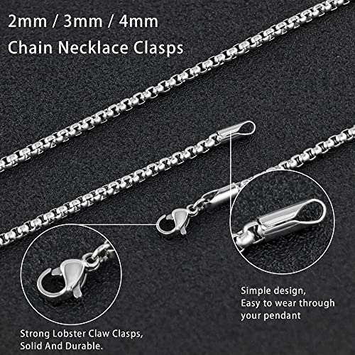 Square Rolo Chain Necklace Stainless Steel Round Box Necklace for Men & Women - size: 16 Inches, style: 3 mm Wide