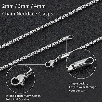 Square Rolo Chain Necklace Stainless Steel Round Box Necklace for Men & Women - size: 16 Inches, style: 3 mm Wide
