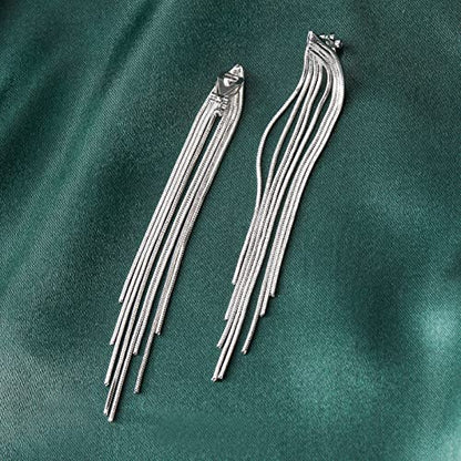 Women's Statement Clip-On Earrings Hypoallergenic Lightweight Clip Earrings - color: E-silver tassel