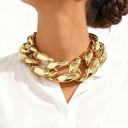 CLOACE Chunky Choker Necklace Gold Cuban Link Necklaces Chain Fashion Jewelry for Women - color: G-A